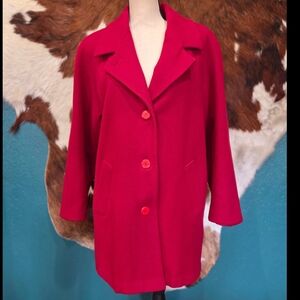 Elegant Women's Pea Coat in Vibrant Red